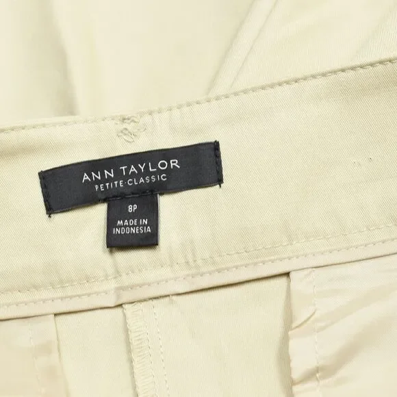 Ann Taylor Women Chino Cotton Beige Size 8P Petite Classic Zip Solid - Picture 7 of 8